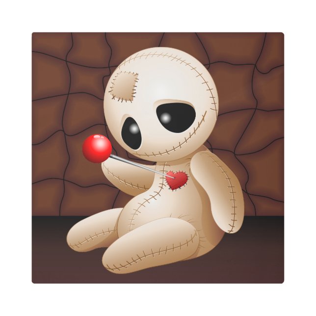 ブードゥー人形の恋の漫画 メタルプリント (正面)