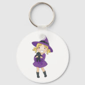 ブードゥー人形を持つ少女の魔女 キーホルダー (正面)