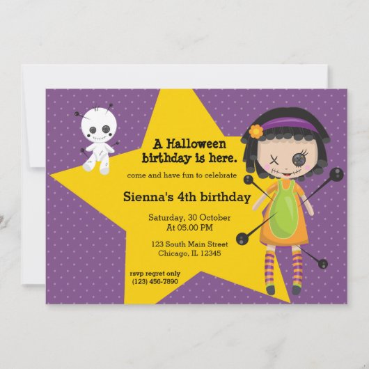 ブードゥー人形 – 背景色の選択 招待状 (正面)