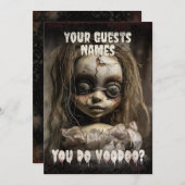 ブードゥー幽霊のよく出る人形大人ハロウィーン 招待状 (正面/裏面)