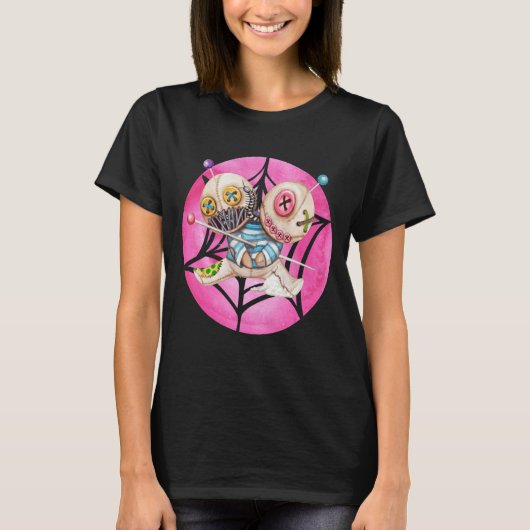 ブードゥー恐ろしいかわいいブードゥー人形 Tシャツ (正面)