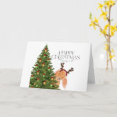 ブードッグのクリスマスカードを覗く カード (黄色い花)