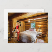 ブードワールログキャビン寝室ガールポストカード ポストカード (正面/裏面)