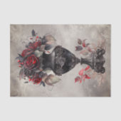 ブードービクトリアンル |古い華美花瓶と赤いバラ 薄葉紙 (正面)
