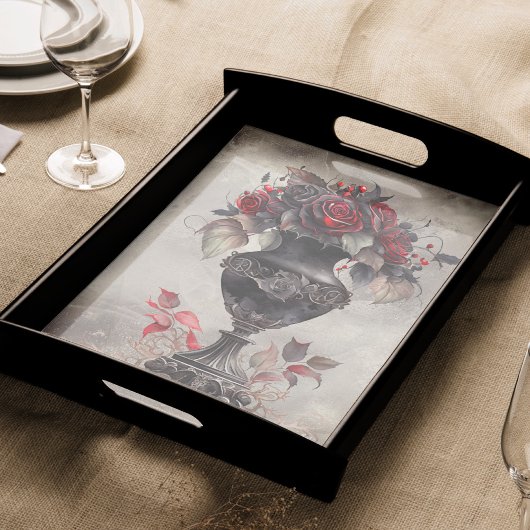 ブードービクトリアンル |古い華美花瓶と赤いバラ 薄葉紙