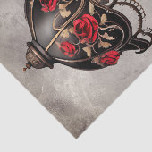 ブードービクトリアンル |赤いバラの付いた古いテーブルランプ 薄葉紙 (詳細)