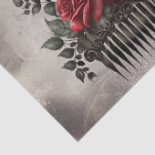 ブードービクトリアンル |赤いバラの付いた古いヘアコーム 薄葉紙 (詳細)