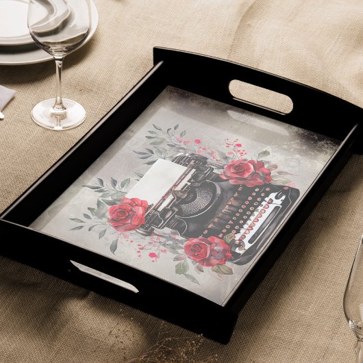 ブードービクトリアンル |赤いバラの古いタイプライター 薄葉紙