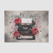 ブードービクトリアンル |赤いバラの古いタイプライター 薄葉紙 (正面)