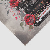 ブードービクトリアンル |赤いバラの古いタイプライター 薄葉紙 (詳細)