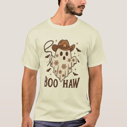 ブーハウカウガールゴースト - かわいいウエスタンハロウィン Tシャツ (正面)