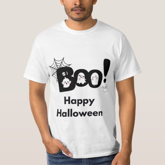 ブーハッピーハローウィン幽霊ネットメン Tシャツ (正面)