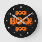 ブーハロウィンワード文字おもしろいホラースクエア ラウンド壁時計 (正面)