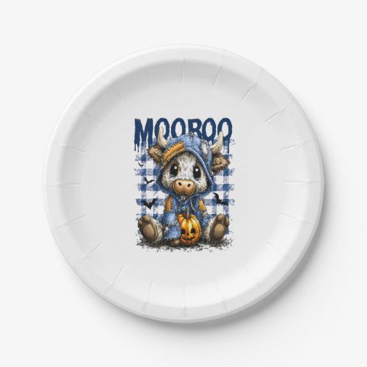 ブーハロウィン不気味ハイランドカウオ ペーパープレート (正面)