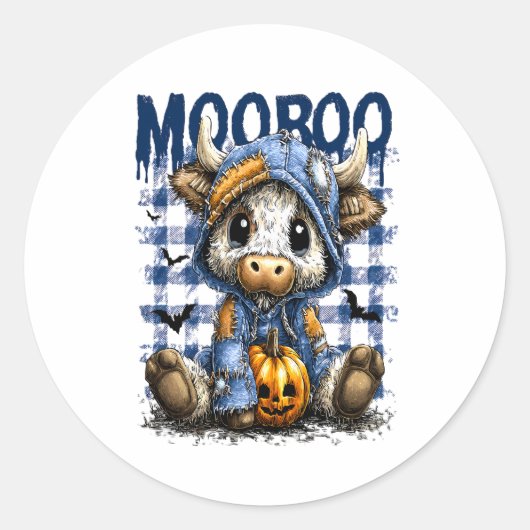 ブーハロウィン不気味ハイランドカウオ ラウンドシール (正面)