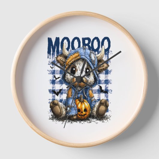 ブーハロウィン不気味ハイランドカウオ 壁時計 (正面)