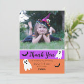 ブーハロウィン誕生日幽霊写真 サンキューカード (スタンド正面)