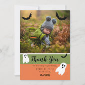 ブーハロウィン誕生日幽霊写真 サンキューカード (正面)