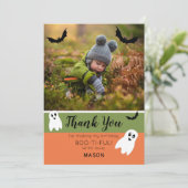 ブーハロウィン誕生日幽霊写真 サンキューカード (スタンド正面)