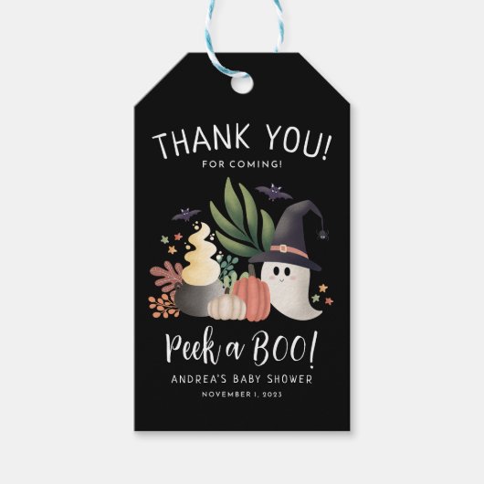 ブーハロウィーン幽霊ベビースワーナーを覗く ギフトタグ (正面)