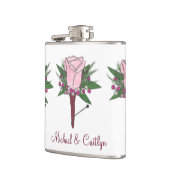 ブーパーソナライズされたノニエールピンク結婚ローズの新郎 フラスク (左)