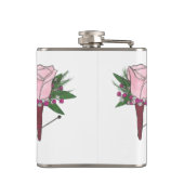 ブーパーソナライズされたノニエールピンク結婚ローズの新郎 フラスク (裏面)