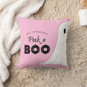 ブーパーソナライズされた幽霊ピンクハロウィーンを覗く クッション (ブランケット)