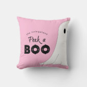 ブーパーソナライズされた幽霊ピンクハロウィーンを覗く クッション (正面)