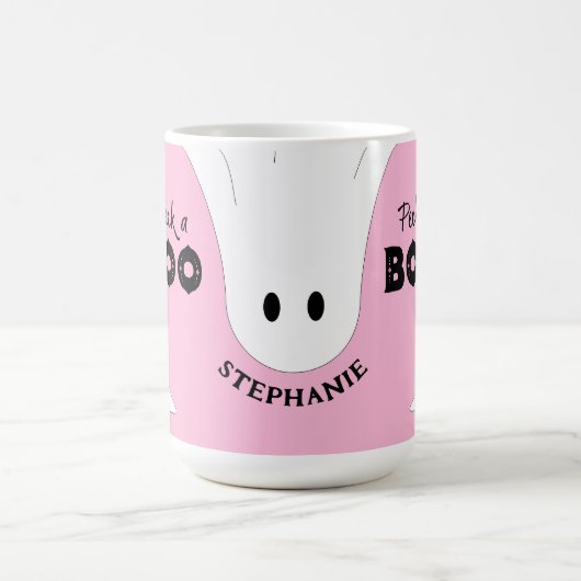 ブーパーソナライズされた幽霊ピンクハロウィーンを覗く コーヒーマグカップ (中央)