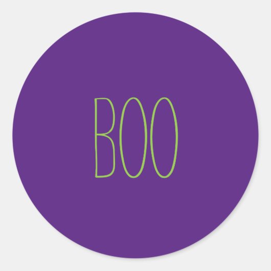 ブーパープルグリーン不気味な手書きハロウィーン ラウンドシール (正面)