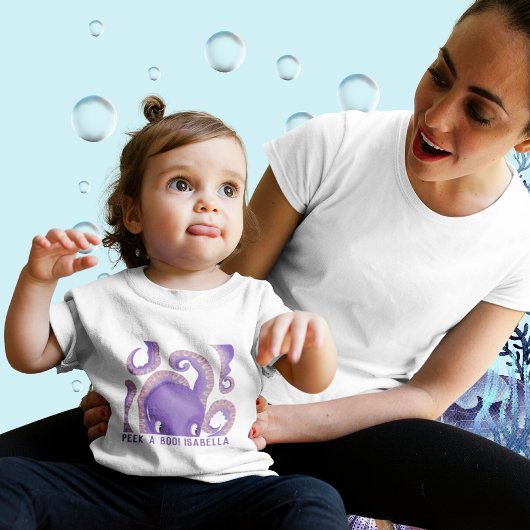 ブーパープルタコの名前を覗パーソナライズされたく ベビーTシャツ