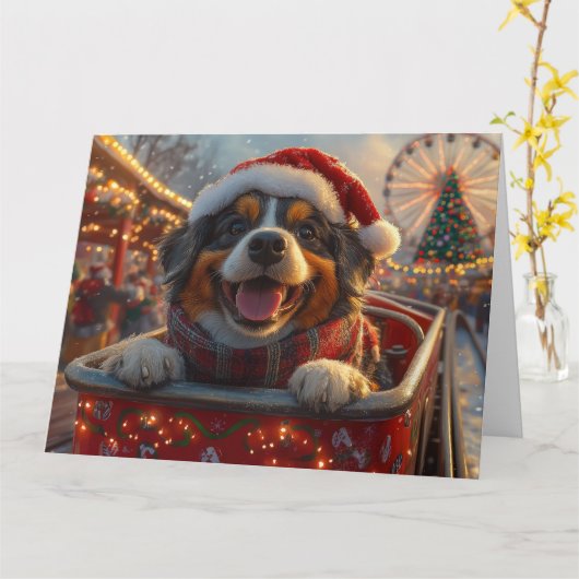 ブービアデフランドレスドッグローラーコースタークリスマス カード (黄色い花)