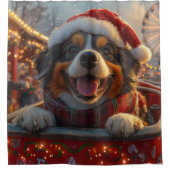 ブービアデフランドレスドッグローラーコースタークリスマス シャワーカーテン (正面)