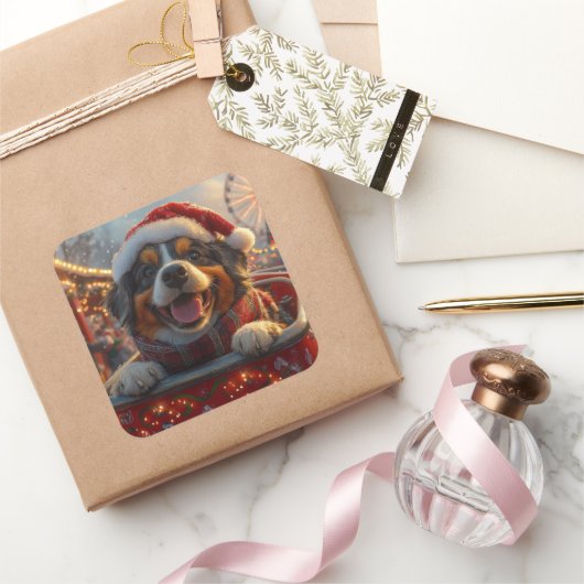 ブービアデフランドレスドッグローラーコースタークリスマス スクエアシール (ギフト)