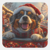 ブービアデフランドレスドッグローラーコースタークリスマス スクエアシール (正面)