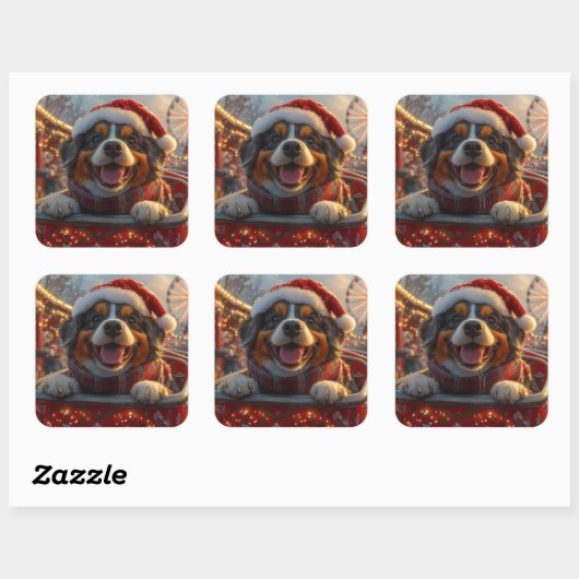 ブービアデフランドレスドッグローラーコースタークリスマス スクエアシール (シート)