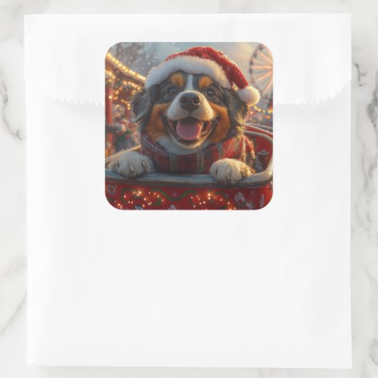 ブービアデフランドレスドッグローラーコースタークリスマス スクエアシール (バッグ)