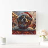 ブービアデフランドレスドッグローラーコースタークリスマス スクエア壁時計