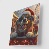 ブービアデフランドレスドッグローラーコースタークリスマス スクエア壁時計 (傾斜)