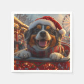 ブービアデフランドレスドッグローラーコースタークリスマス スタンダードカクテルナプキン (正面)