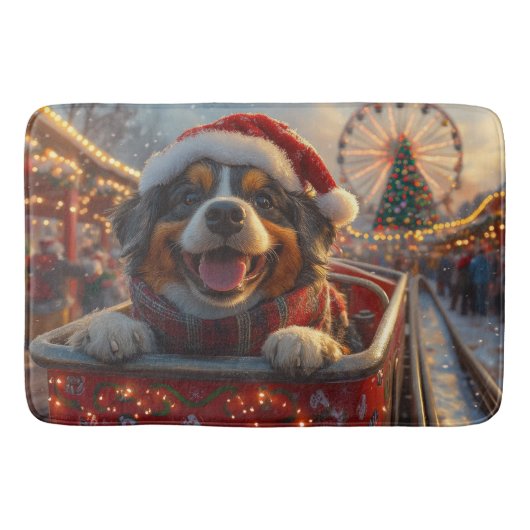 ブービアデフランドレスドッグローラーコースタークリスマス バスマット (正面)