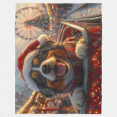 ブービアデフランドレスドッグローラーコースタークリスマス フリースブランケット (正面)