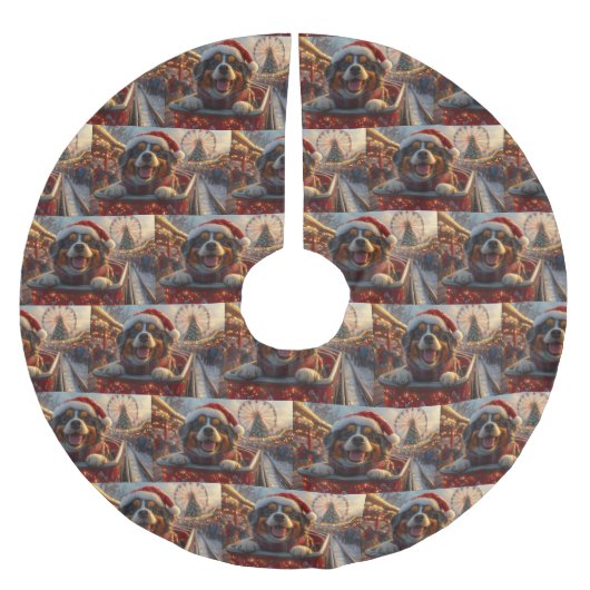 ブービアデフランドレスドッグローラーコースタークリスマス ブラッシュドポリエステルツリースカート (正面)