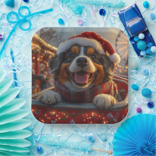 ブービアデフランドレスドッグローラーコースタークリスマス ペーパープレート (パーティー)