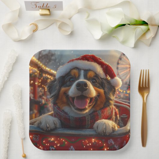 ブービアデフランドレスドッグローラーコースタークリスマス ペーパープレート (ウェディング)