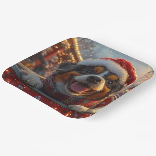 ブービアデフランドレスドッグローラーコースタークリスマス ペーパープレート (傾斜あり)