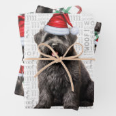 ブービエクリスマスドッグレッドとグリーンプレイド ラッピングペーパーシート (インサイチュ)