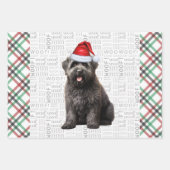 ブービエクリスマスドッグレッドとグリーンプレイド ラッピングペーパーシート (正面)