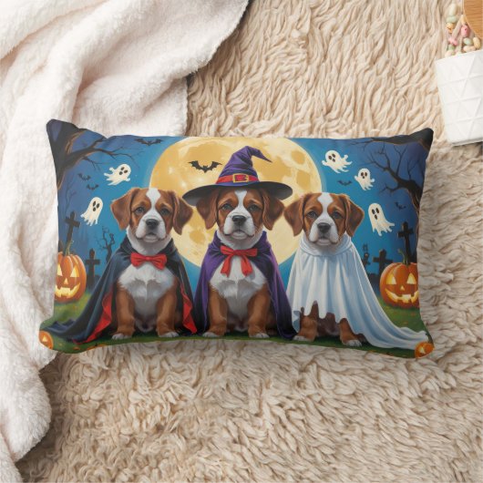 ブービエズデフランドレスドッグスパンプキンハロウィンおもしろい ランバークッション (ブランケット)