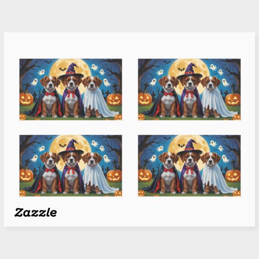 ブービエズデフランドレスドッグスパンプキンハロウィンおもしろい 長方形シール (シート)